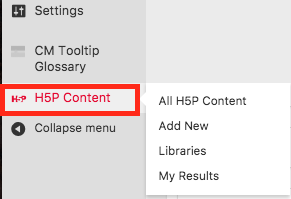 Selection bar - "Add H5P Content"