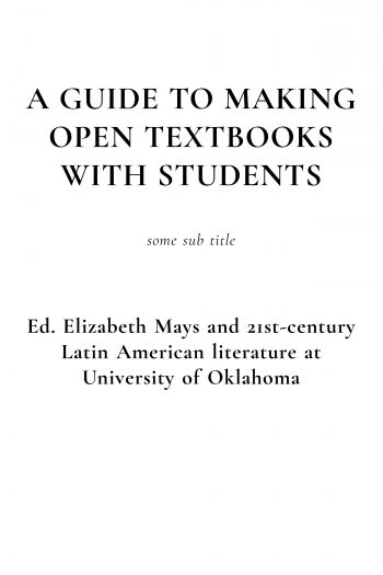 Page couverture de A Guide to Making Open Textbooks with Students