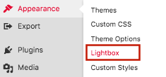 Menu access for lightbox plugin customization