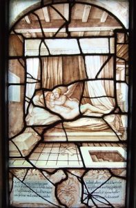 Amour et Psyché, vitrail du XVIe s. au château d'Ecouen